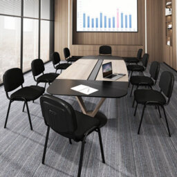 Gainoom Set Of 10 Black Waiting Room Chairs Stackable Reception Guest Chairs W/ Waterfall Seat & Metal Frame - thumbnail 5