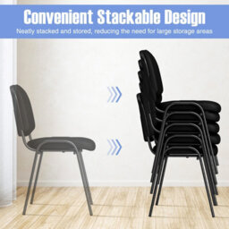 Gainoom Set Of 10 Black Waiting Room Chairs Stackable Reception Guest Chairs W/ Waterfall Seat & Metal Frame - thumbnail 6