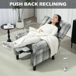 Homcom Recliner Chair For Living Room Wingback Chair With Padded Armrest Grey - thumbnail 4
