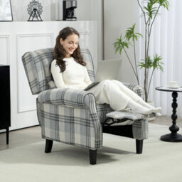 Homcom Recliner Chair For Living Room Wingback Chair With Padded Armrest Grey - thumbnail 1