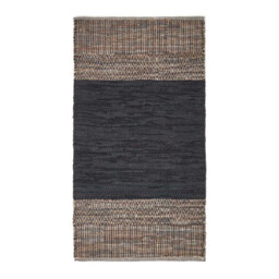 Homescapes Black Recycled Leather Handwoven Herringbone Rug, 150 X 240 Cm - thumbnail 2