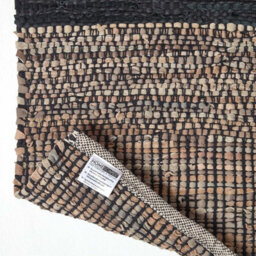 Homescapes Black Recycled Leather Handwoven Herringbone Rug, 150 X 240 Cm - thumbnail 5