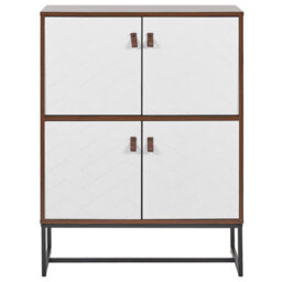 Wyld and Coco Novahome Sideboard 4 Doors 2 Compartments 100 X 76 Cm - White Gloss And Dark Wood With Black Metal Legs - thumbnail 1