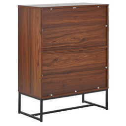 Wyld and Coco Novahome Sideboard 4 Doors 2 Compartments 100 X 76 Cm - White Gloss And Dark Wood With Black Metal Legs - thumbnail 6