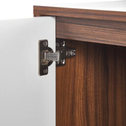 Wyld and Coco Novahome Sideboard 4 Doors 2 Compartments 100 X 76 Cm - White Gloss And Dark Wood With Black Metal Legs - thumbnail 7