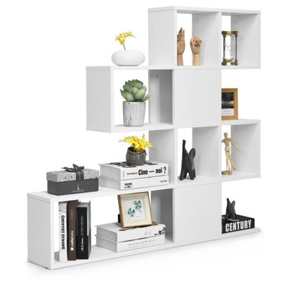 Gainoom 4-Tier Display Bookshelf White Wooden Freestanding Bookcase Storage Stand - image 1