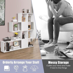 Gainoom 4-Tier Display Bookshelf White Wooden Freestanding Bookcase Storage Stand - thumbnail 6