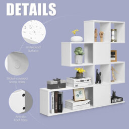 Gainoom 4-Tier Display Bookshelf White Wooden Freestanding Bookcase Storage Stand - thumbnail 5