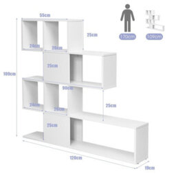 Gainoom 4-Tier Display Bookshelf White Wooden Freestanding Bookcase Storage Stand - thumbnail 2