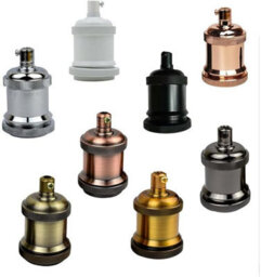 2Pcs E27 Brass Lamp Holder Batten Lampholder  E27 Bulb Socket White Metal Screw Base Socket Lamp Holder Pendant Holder Fitting - thumbnail 3