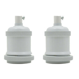 2Pcs E27 Brass Lamp Holder Batten Lampholder  E27 Bulb Socket White Metal Screw Base Socket Lamp Holder Pendant Holder Fitting - thumbnail 1