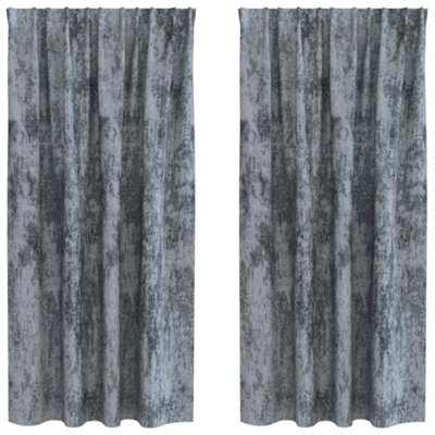 Berkfield Classic Curtain With Curtains 2 Pcs Silver Grey 175 X 140 Cm Velvet - image 1