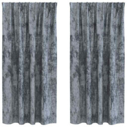 Berkfield Classic Curtain With Curtains 2 Pcs Silver Grey 175 X 140 Cm Velvet
