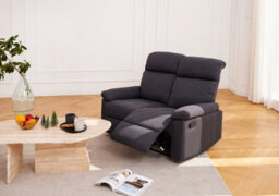 Home Detail Brody Sofa Suite 2 Seater Manual Recliner Dark Grey Padded Fabric - thumbnail 2