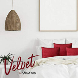 Deconovo Set Of 2 Square Large Crushed Velvet Cushion Covers With Invisible Zipper 65Cm X 65Cm Red - thumbnail 5