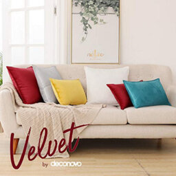 Deconovo Set Of 2 Square Large Crushed Velvet Cushion Covers With Invisible Zipper 65Cm X 65Cm Red - thumbnail 3