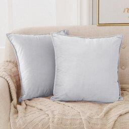 Deconovo Set Of 2 Cushion Covers 55Cm X 55Cm 22X22 Inches Flanges Pillowcases For Living Room With Invisible Zipper Baby Grey - thumbnail 2