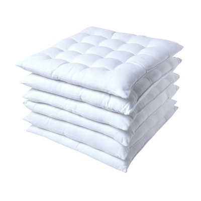 Homescapes White Seat Pads 100% Cotton Chair Cushions 40X40 Cm, Set Of 6 Plain Chair Pads For Dining, Kitchen Or Garden Outdoor - image 1