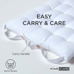 Homescapes White Seat Pads 100% Cotton Chair Cushions 40X40 Cm, Set Of 6 Plain Chair Pads For Dining, Kitchen Or Garden Outdoor - thumbnail 6
