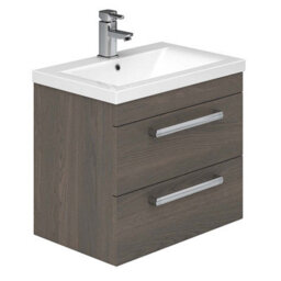 Plum&clay Novela Dark Wood Wall Hung Vanity Unit With Ceramic Basin (W)600mm - thumbnail 1