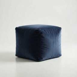 Kosi Atelier Kosiatelier Bean Bag Velvet Footstool Ottomona Cube Pouf Chair Pouffe, Polystyrene Beads Filled - Navy Blue, 45Cm X 45Cm X 45Cm - thumbnail 3
