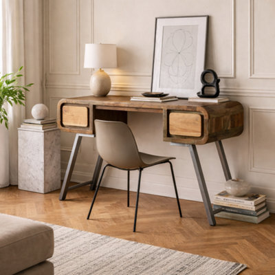 Wyld Haus Los Angeles Reclaimed Wood Desk With Metal Legs And 2 Drawers - image 1