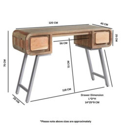 Wyld Haus Los Angeles Reclaimed Wood Desk With Metal Legs And 2 Drawers - thumbnail 3