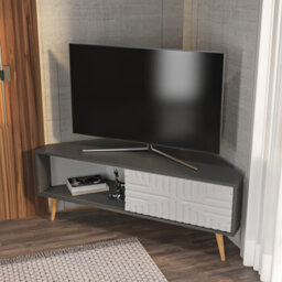 Decorotika Modern Mora Corner Tv Unit Anthracite And White - thumbnail 5