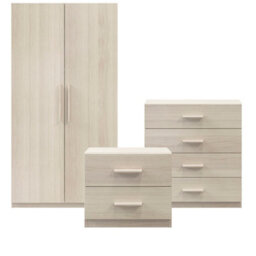 GoodHome Atomia Freestanding Matt Oak Effect 3 Piece Bedroom Furniture Set