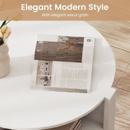 Costway 2-Tier Round Coffee Table 74Cm Tea Cocktail Table W/ Storage-White - thumbnail 5