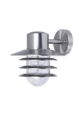 GoodHome Tanakee Fixed Satin Stainless Steel Mains-Powered Outdoor Wall Light - image 1