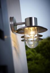 GoodHome Tanakee Fixed Satin Stainless Steel Mains-Powered Outdoor Wall Light - thumbnail 4