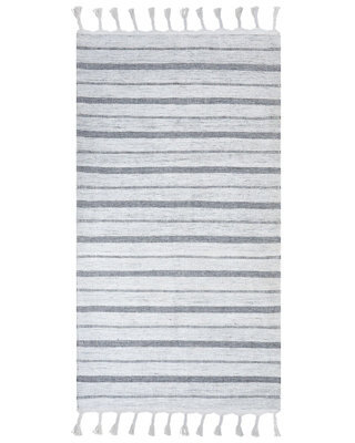 Wyld And Coco Handwoven Recycled Synthetic Area Rug 80 X 150 Cm Off-White Stripe Modern - image 1