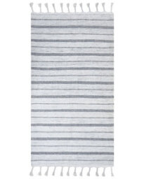 Wyld And Coco Handwoven Recycled Synthetic Area Rug 80 X 150 Cm Off-White Stripe Modern - thumbnail 1