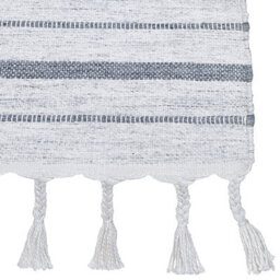 Wyld And Coco Handwoven Recycled Synthetic Area Rug 80 X 150 Cm Off-White Stripe Modern - thumbnail 3