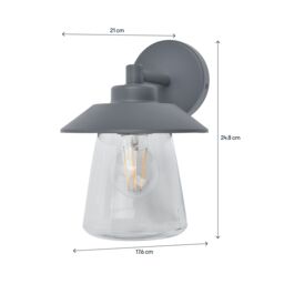 GoodHome Kebel Fixed Matt Grey Mains-Powered (Wired) Outdoor Wall Light - thumbnail 9