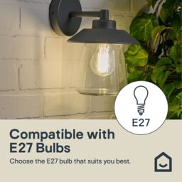 GoodHome Kebel Fixed Matt Grey Mains-Powered (Wired) Outdoor Wall Light - thumbnail 8