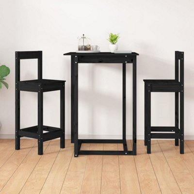 Walplus Bar Chairs 2 Pcs Black 40X41.5X112 Cm Solid Wood Pine - image 1