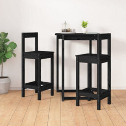 Walplus Bar Chairs 2 Pcs Black 40X41.5X112 Cm Solid Wood Pine - thumbnail 6