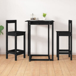 Walplus Bar Chairs 2 Pcs Black 40X41.5X112 Cm Solid Wood Pine - thumbnail 1