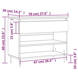 Vidaxl Shoe Cabinet Concrete Grey 70X36X60 Cm Engineered Wood - thumbnail 3
