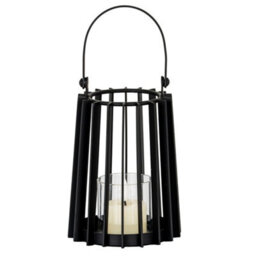 Hill Interiors Lynk Small Lantern With Handle And Candle Holder - Glass - L12 X W12 X H24 Cm - Black - thumbnail 2
