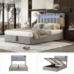 Matteo Luxury Grey Velvet Ottoman Double Bed With Hydraulic Storage, Bluetooth Stereo, Usb, & 7-Colour Led Lights - thumbnail 9