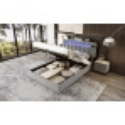 Matteo Luxury Grey Velvet Ottoman Double Bed With Hydraulic Storage, Bluetooth Stereo, Usb, & 7-Colour Led Lights - thumbnail 6