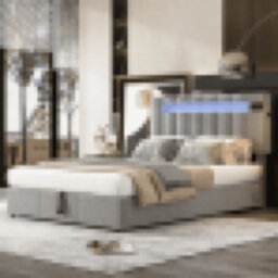 Matteo Luxury Grey Velvet Ottoman Double Bed With Hydraulic Storage, Bluetooth Stereo, Usb, & 7-Colour Led Lights - thumbnail 7
