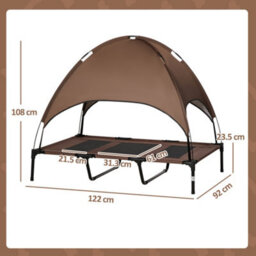 Pawhut 122Cm Elevated Dog Bed Cooling Raised Pet Cot Uv Protection Canopy Brown - thumbnail 3