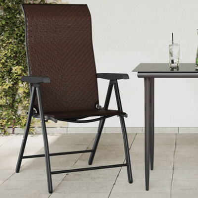 Folding Garden Chairs 4 Pcs Brown Poly Rattan - image 1