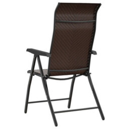 Folding Garden Chairs 4 Pcs Brown Poly Rattan - thumbnail 8