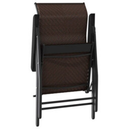 Folding Garden Chairs 4 Pcs Brown Poly Rattan - thumbnail 6