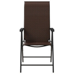 Folding Garden Chairs 4 Pcs Brown Poly Rattan - thumbnail 5